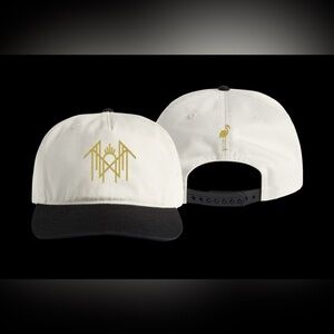 White and Black Women's Hat with Gold Design